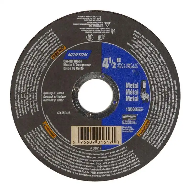 Norton 07660701617 Metal RightCut A Type 01/41 Right Angle Cut-Off Wheel 4-1/2 in Diameter