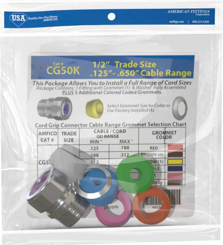 American Fittings CG-125KAL Cord Grip Connector 1-1/4IN .750-1.500 AL COR