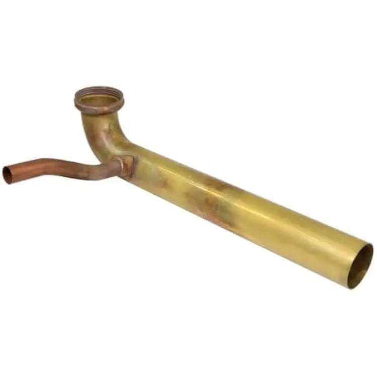 EverFlow 21412-ELL 1-1/2 x 12 Rough Brass Dishwash Waste Bend Left 1/2 Copper Inlet