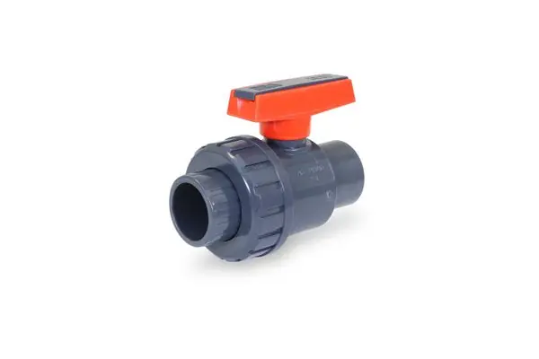 EverFlow 275S012 1/2 Solvent PVC Half Union Ball Valve Gray