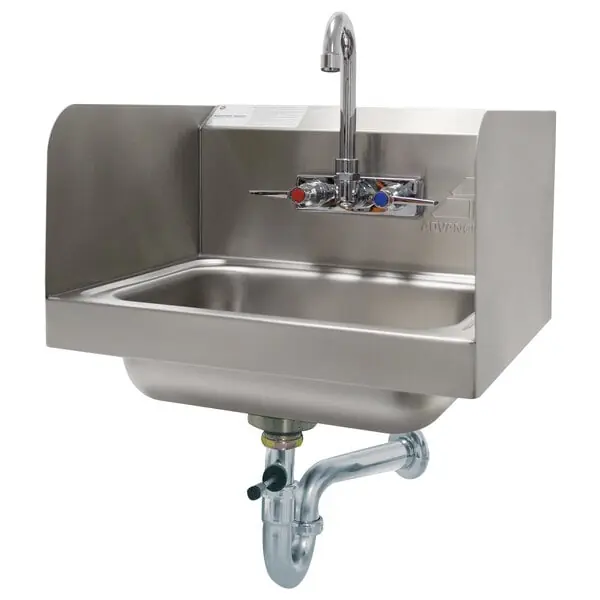 Advance Tabco 7-PS-40 Krowne 16W X 15D X 14H 6 Deep Bowl,10-435L Faucet With 1/4 Turn Ceramic Valves (0.5GPM) 1-1/2 Drain