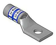 Color-Keyed 54132 Copper One-Hole Lug, Standard Barrel, Peep Hole, Max 35kV, Wire Size #8 AWG Wire, 3/8 Inch Bolt Size, Tin Plated