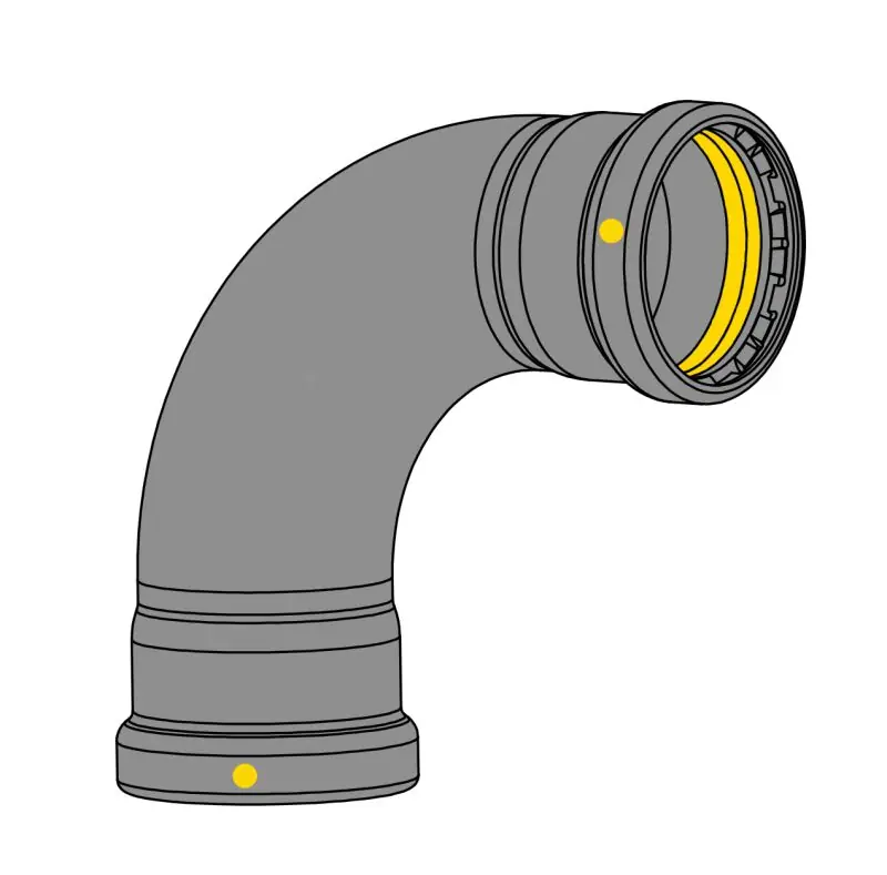 EverFlow TPLN0212G 2-1/2 P X P 90 Elbow XL TitanpressG HNBR Gas Carbon Steel