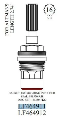 BARRY E. WALTER SR. CO. LF464911 Cartridge Ceramic RH Hot 16pt Altman