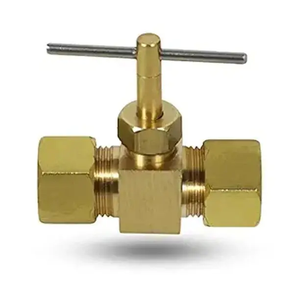 EverFlow NV62-3814-NL 3/8 X 1/4 OD Comp Straight Needle Valve Lead Free