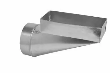 GRAY METAL 112R-14X4X7 Gray Metal Register Boot 7 in Diameter 14 in Length 4 in Width