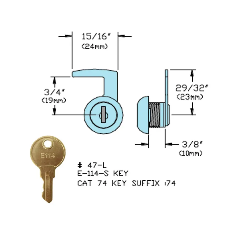 American Specialties 10-L-001-47L Cam Lock/Key