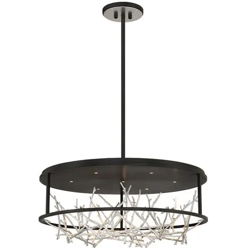 Eurofase 38097-027 Aerie 7LT LED Round Chandelier Black/Silver