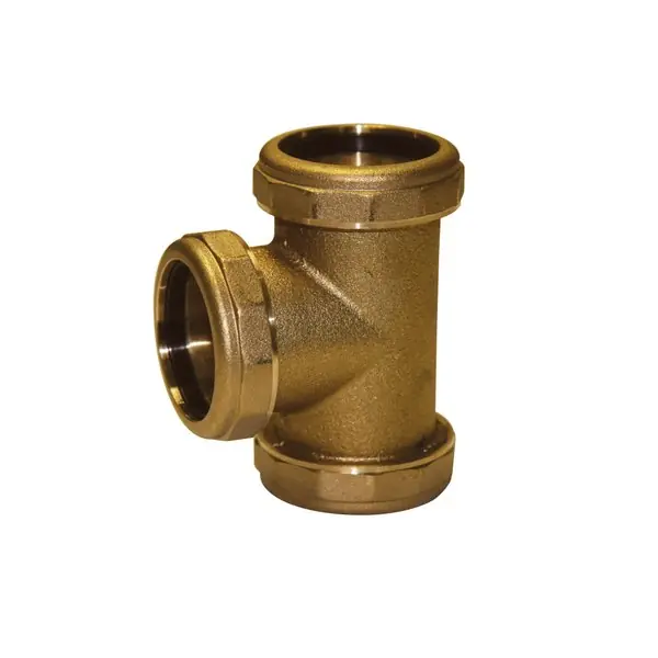 EverFlow 21515B 1-1/2 Rough Brass Slip Tee with Nuts & Washers