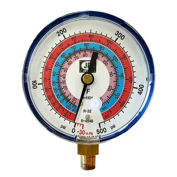 JB INDUSTRIES M2-861 Compound Gauge 3-1/8 Inch Class 1.1 R32 R410A R454B Replacement MPN