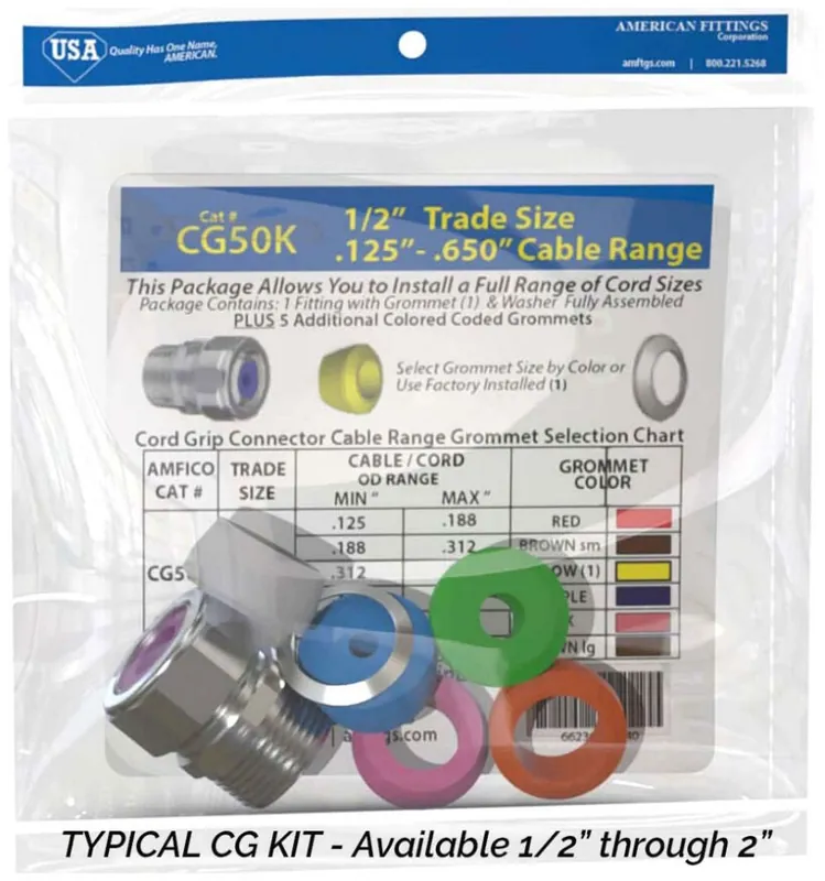 American Fittings CG-100KAL Cord Grip Connector 1IN .375-1.125