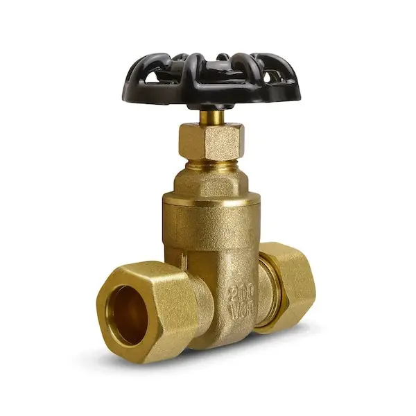 EverFlow 205P012-NL 1/2 Compression Brass Gate Valve