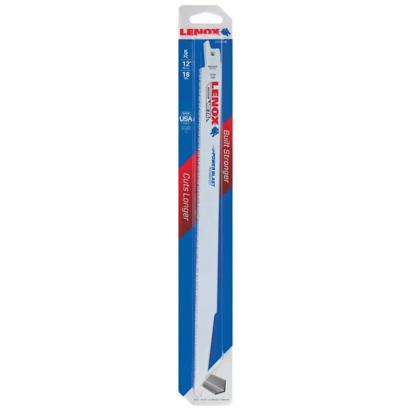 LENOX 21510 Metal Cutting Bi-Metal Reciprocating Saw Blades 12 inches x 3/4 inches x 0.035 inches 18-TPI
