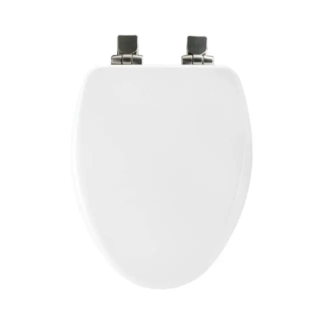 Church 18170NISL 000 Elongated Soft Close Toilet Seat with Nickel Hinges