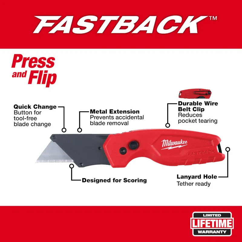Milwaukee 48-22-1500PA FASTBACK Compact Folding Utility Knife (3 PK)