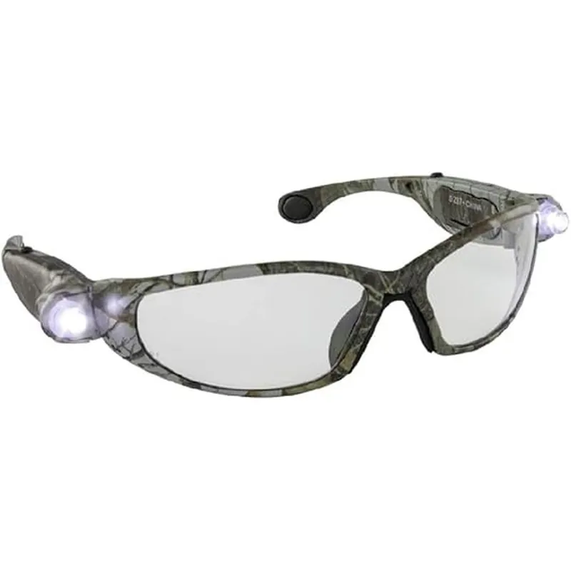 SAS SAFETY 5421 LED Inspectors Safety Glasses Green Camo Frame Clear Lens