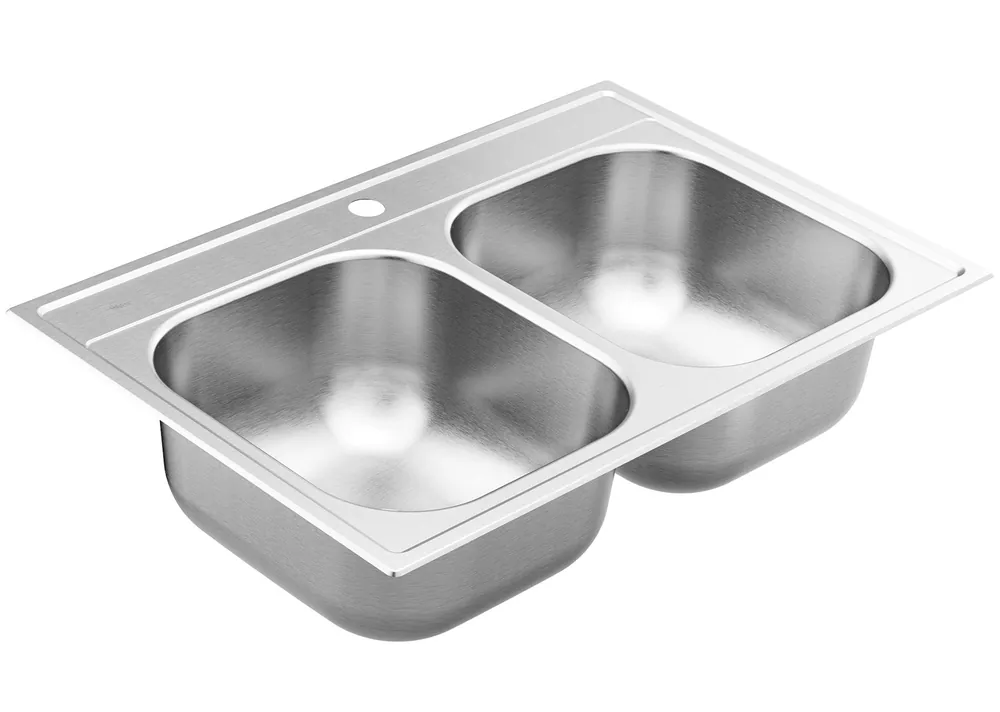 Moen GS202131Q 2000 Series 33 Inches Drop In Double Basin Stainless Steel Kitchen Sink