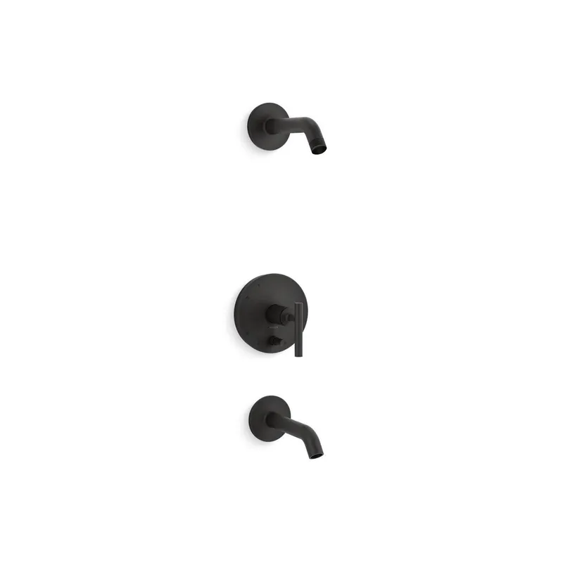 Kohler K-T14420-4L-BN Purist Rite-Temp Bath and Shower Trim Kit with Push-Button Diverter and Lever Handle
