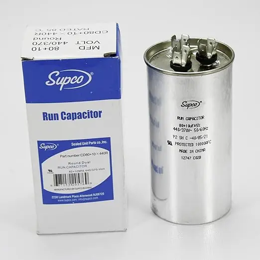 Sealed Unit Parts Supco CD80+10X440R 80+10 MFD 440 Volt Round Dual Capacitor REPLACEMENT CD80+10X440R