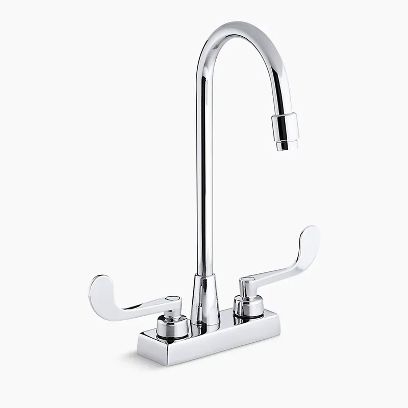 Kohler K-7305-5A-CP Triton Centerset Commercial Bathroom Sink Faucet with Gooseneck Spout and Wristblade Lever Handles
