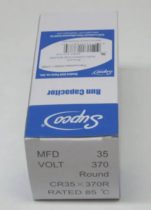 Sealed Unit Parts Supco CR35X370R HVAC Motor Round Run Capacitor 35 MFD 370 Volts