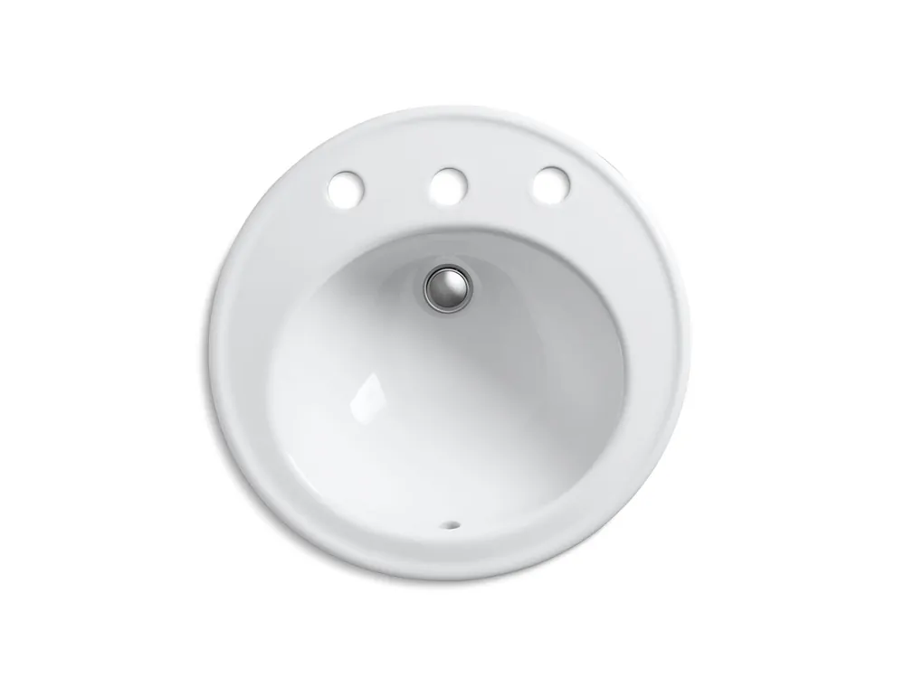 Kohler K-2202-8-0 Brookline 19 Inches Diameter Bathroom Sink with 8 Inches Widespread Faucet Holes Replacement K-2714-8-0