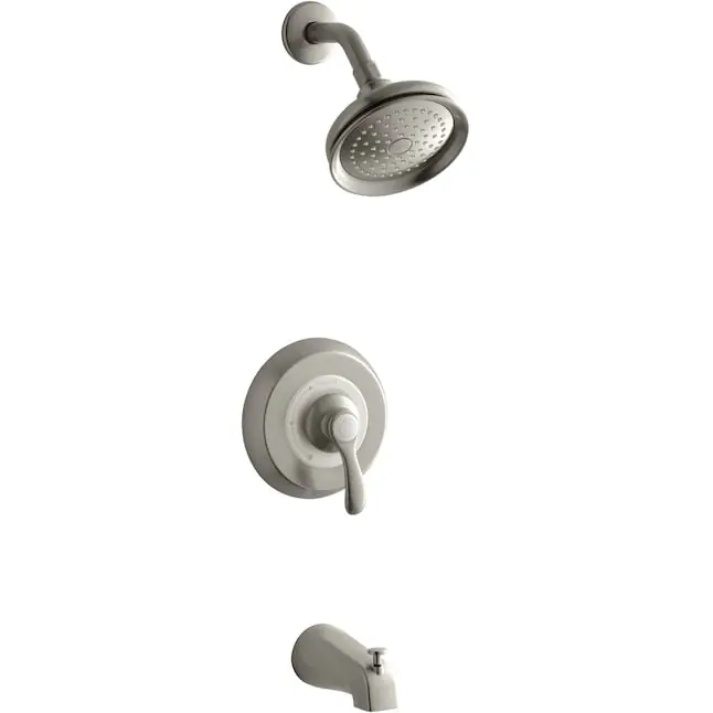 Kohler K-TS12007-4-BN Fairfax Rite-Temp Bath & Shower Valve Trim with Lever Handle, NPT Spout & 2.5 GPM Showerhead K-T12007-4