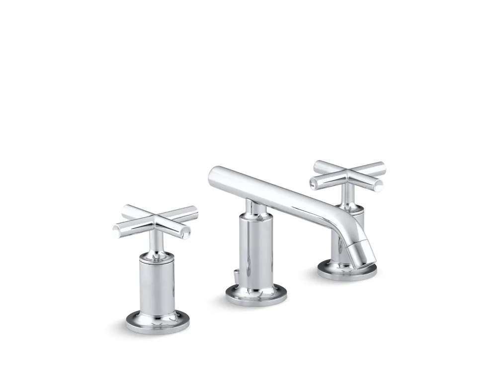 KOHLER K-14410-3-BL Purist Widespread Bathroom Sink Faucet with Cross Handles 1.2 gpm
