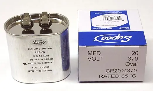Sealed Unit Parts Supco CR20X370 HVAC Motor Oval Run Capacitor 20 MFD 370 Volts