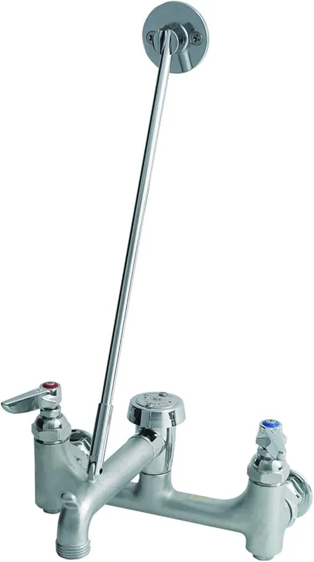 T&S B-0665-BSTR Service Sink Faucet Wall Mount 8 Inches Centers Built-In Stops