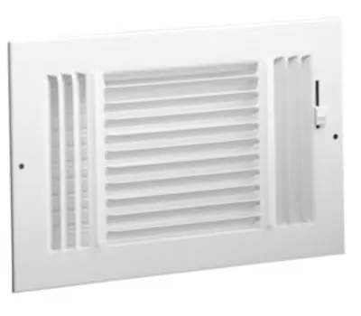 HART & COOLEY 6831010W 10 x 10 in. Steel 3-Way Sidewall/Ceiling Register with Multi-Shutter Damper