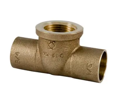 NIBCO 712R-LF 3/4 in. Sweat x 3/4 in. Sweat x 1/2 in. Female Cast Bronze Reducing Tee, Lead Free