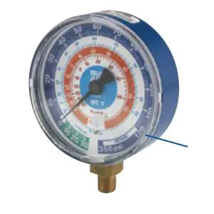 RITCHIE ENGINEERING 49118 3-1/8 in. Manifold Gauge, Blue