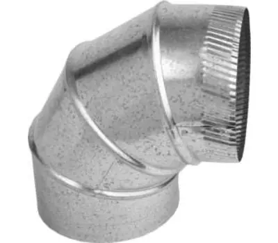 Gray Metal South 10-28-302 10 in. Crimp Male x Straight Female 28 Gauge Galvanized Steel Adjustable 90-Degree Turned Elbow