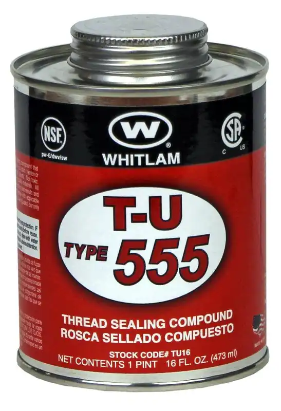 JC Whitlam TU32 TYPE 555 Thread Sealing Compound Yellow 1 qt Brush Top Can