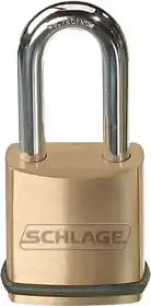 SCHLAGE LOCK KS43D3200 Brass Padlock FSIC Prep Less Core 1-1/2in Shackle