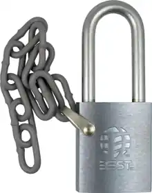 BEST ACCESS 21B772-L-M5 Brass Chrome Plated Padlock with Chain