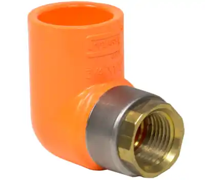 SPEARS 4207-130 1 in. Slip x 1/2 in. Female Orange CPVC 90-Degree Fire Sprinkler Head Elbow with Brass Thread Insert