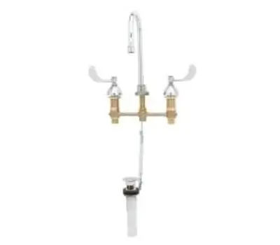 T&S Brass B-2869-04 EasyInstall 2-Handle Gooseneck Spout Medical Lavatory Faucet with Pop-Up Valve