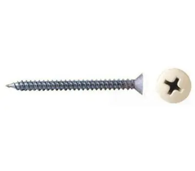 Malco PO8X2ZWT Zip-In #8 x 2 in. Hex Washer Head Register Screw, White Painted, Pack of 250