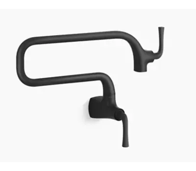 Kohler K-22066-BL Graze 2-Handle 22-3/4 in. Wall-Mount Pot Filler Matte Black