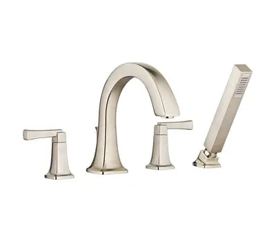 American 7353.901.295 Townsend 8 to 12 in. 4-Hole 2-Lever Handle Deck-Mount Bathtub Faucet with Personal Shower