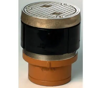 JAY R SMITH MFG 4020S03-NS Twis-To-Floor 3 in. No-Hub Cast Iron Floor Cleanout with ABS Plug Nickel Bronze