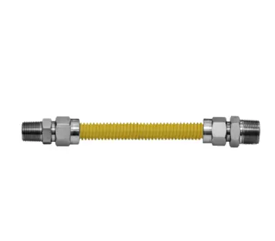 EVERFLOW FTGC-YC34-24P 3/4 in. Female x 3/4 in. Male x 24 in. Yellow Epoxy Coated Stainless Steel Gas Connector