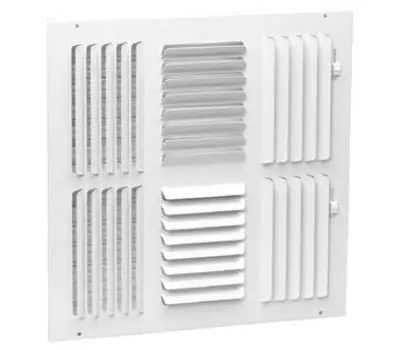 HART & COOLEY 3040808W 8 x 8 in. Steel 4-Way Curved Blade Sidewall/Ceiling Register with Multi-Shutter Damper