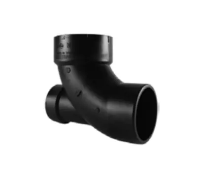 Charlotte Pipe ABS003100600 3 in. Hub x 3 in. Spigot x 2 in. Hub ABS 1/4 Street Bend with Low Heel Inlet