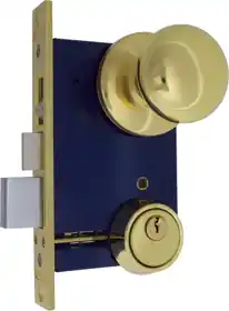 MARKS HARDWARE 22AC/3RHR-W Knob x Rose Double Cylinder Mortise Lock with Latch and Deadbolt 2-1/2in Backset