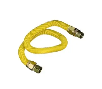 EVERFLOW FTGC-YC34-24N 3/4 in. Male x Female 24 in. Yellow-Coated Flexible Stainless Steel Gas Connector