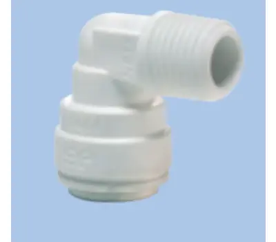 John Guest PP481223WP 3/8 in. Tube x NPTF Polypropylene Fixed 90-degree Elbow