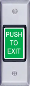 SECURITY DOOR CONTROLS 412N-U Momentary Narrow Push Button Switch Illuminated Push-to-Exit Sign Green and Red Lens Included
